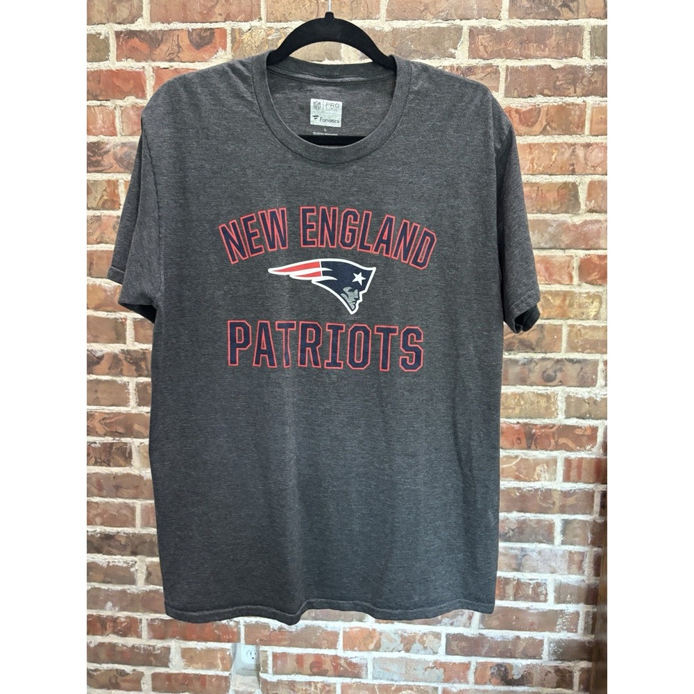 New England Patriots Shirt, Men's Large, Dark Gray Short Sleeve NFL Football Tee